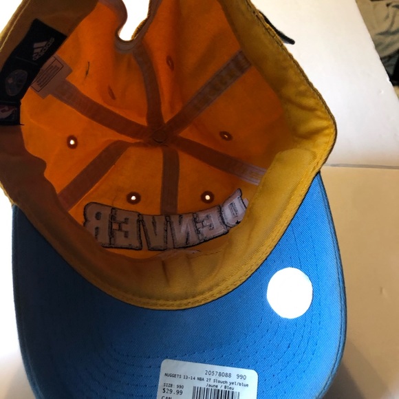 NBA Denver Nuggets Slouch Youth 13-14 Cap Hat Adidas Yellow/Blue adjustable - Picture 15 of 16